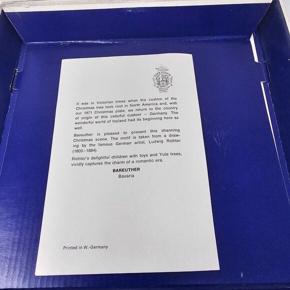 1971 BAREUTHER Christmas Plate Blue White Bavaria Germany Vtg - Picture 5 of 12